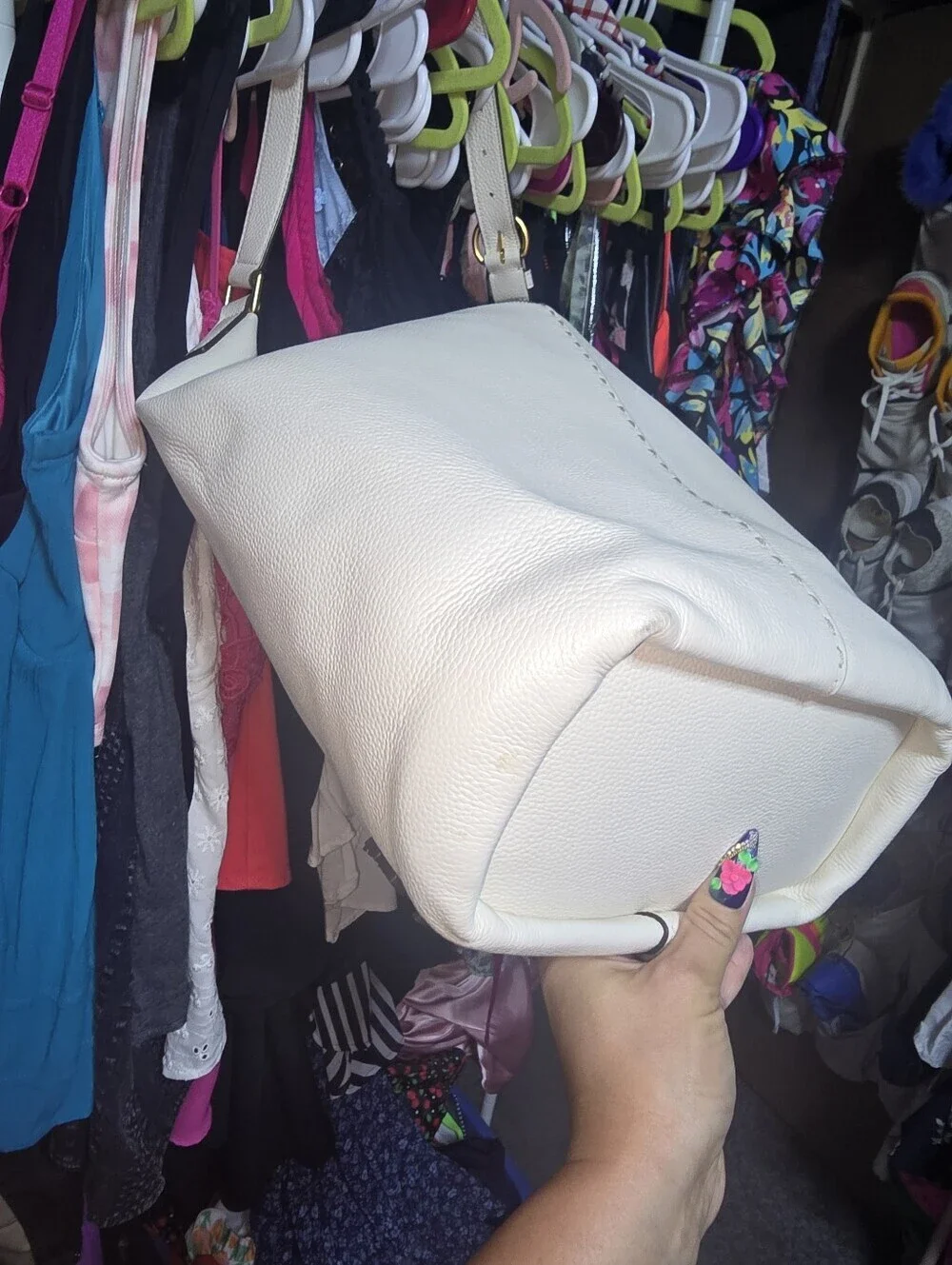 TORY BURCH Mcgraw Extra Large Leather Hobo Bag In New Ivory